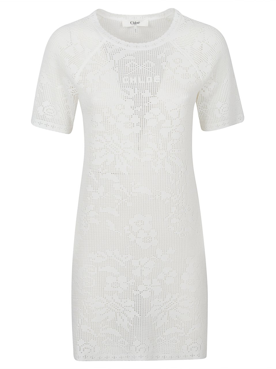 Chloé Multicolor Cotton Pointed Mini Dress Wit