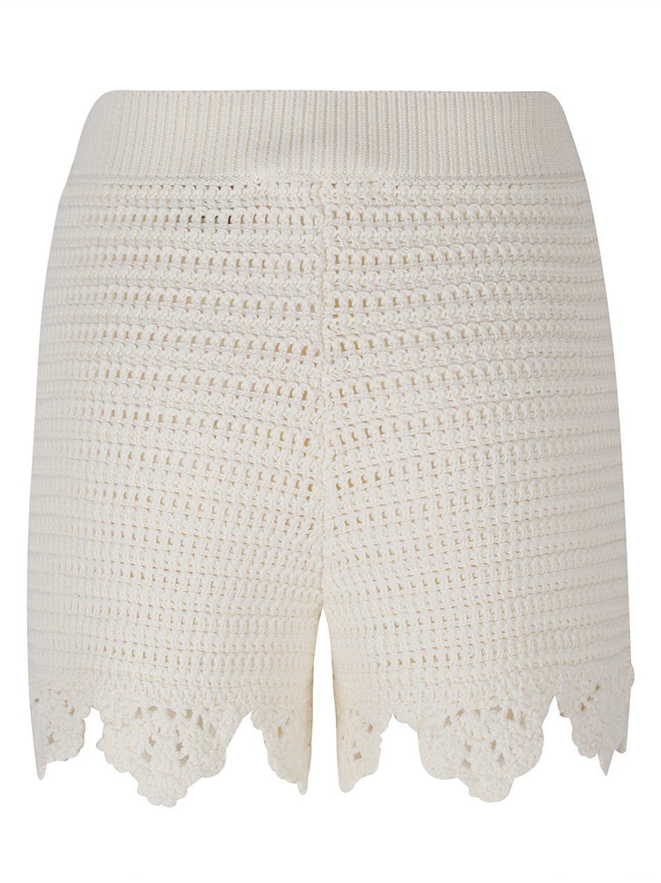Chloé Green Cotton Crochet Scalloped Shorts Grijs