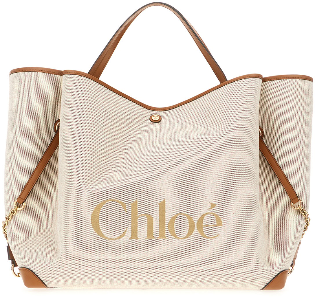 Chloé Chloe Beige canvas shopping bag Neutraal