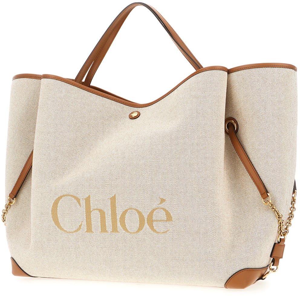 Chloé Chloe Beige canvas shopping bag Neutraal