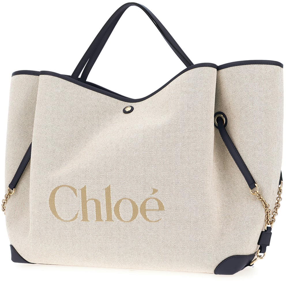 Chloé Chloe Beige canvas shopping bag Neutraal
