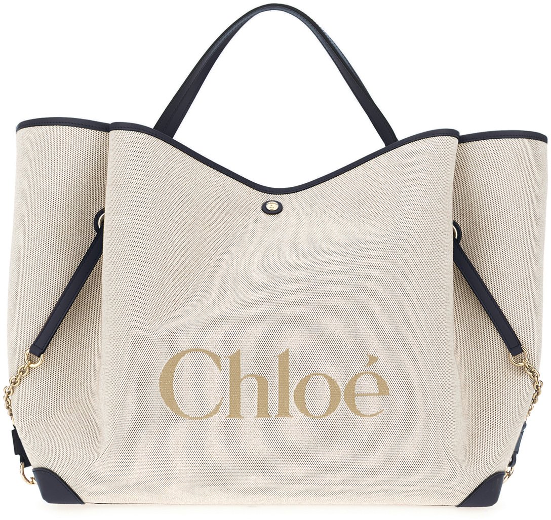Chloé Chloe Beige canvas shopping bag Neutraal