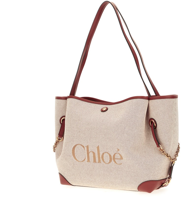 Chloé Chloe Bordeaux canvas shoulder bag Neutraal
