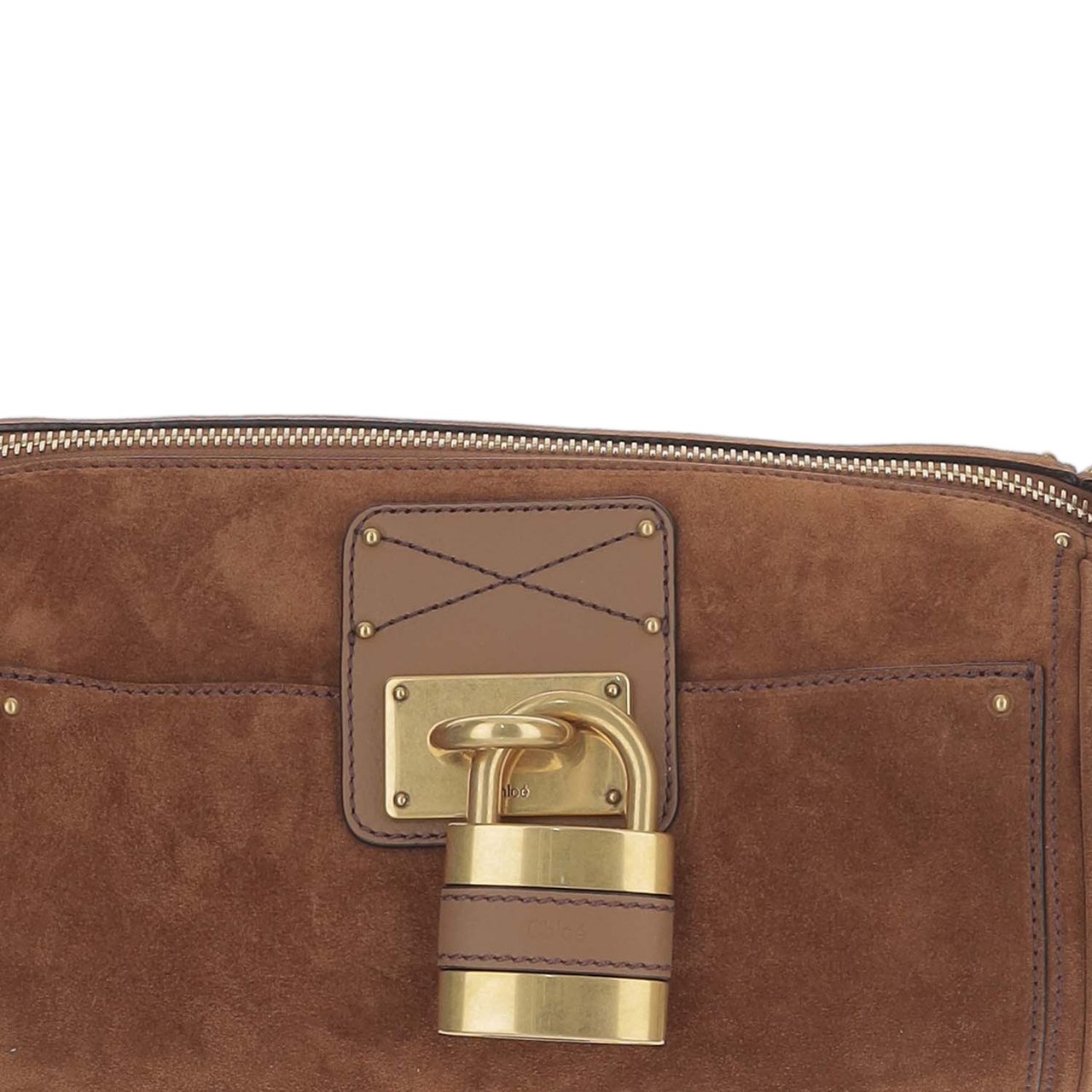 Chloé Brown Suede Bag with Adjustable Strap and Gold-tone Hardware Wit