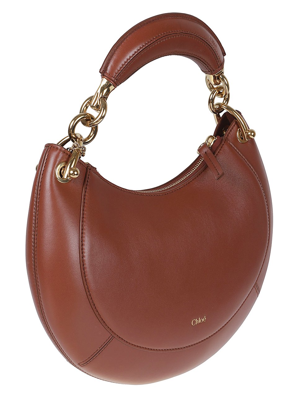 Chloé Lambskin Nappa Zip Shoulder Bag Bruin