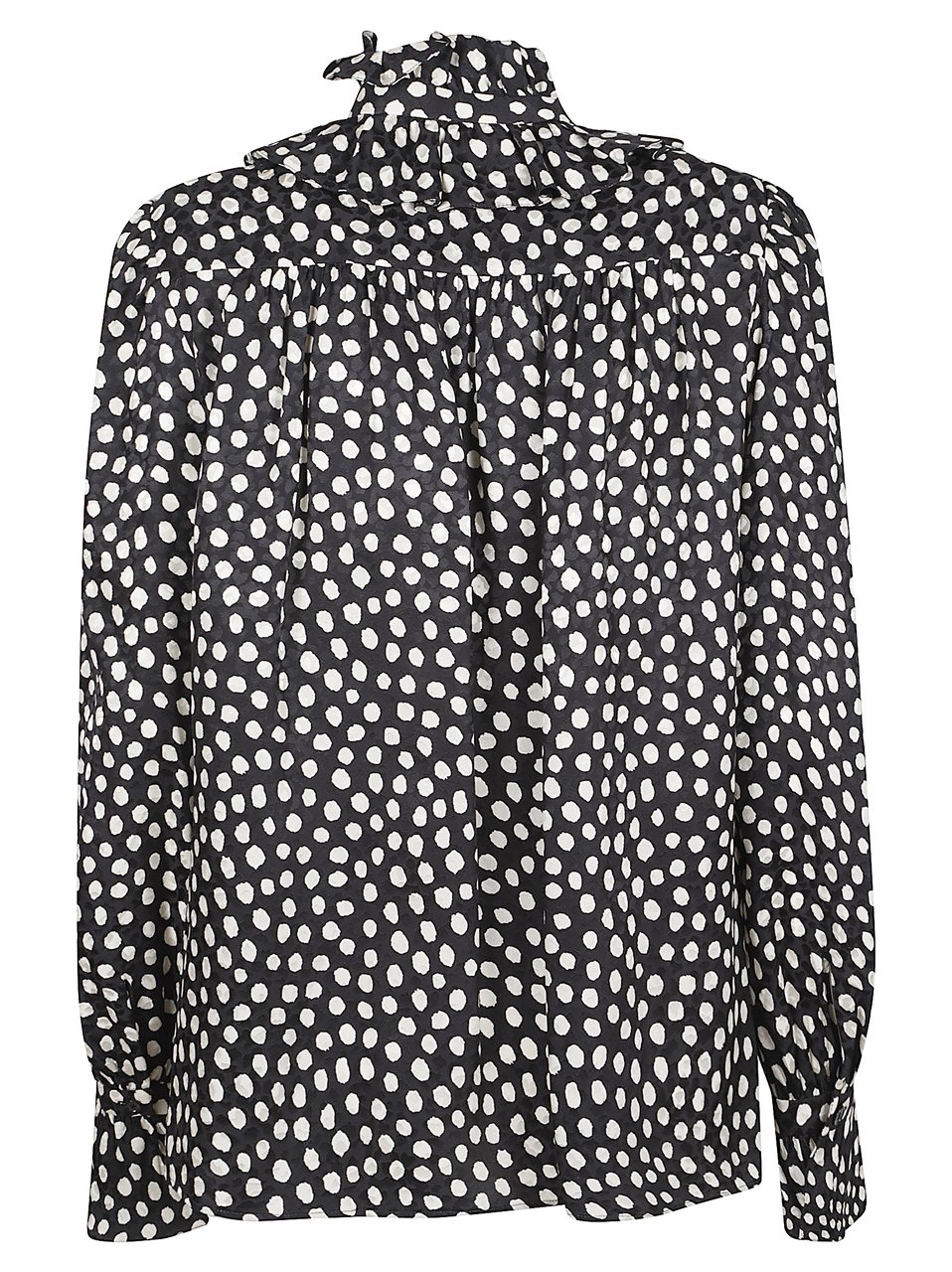 Chloé Silk Jacquard Blouse with Ruffles Grijs