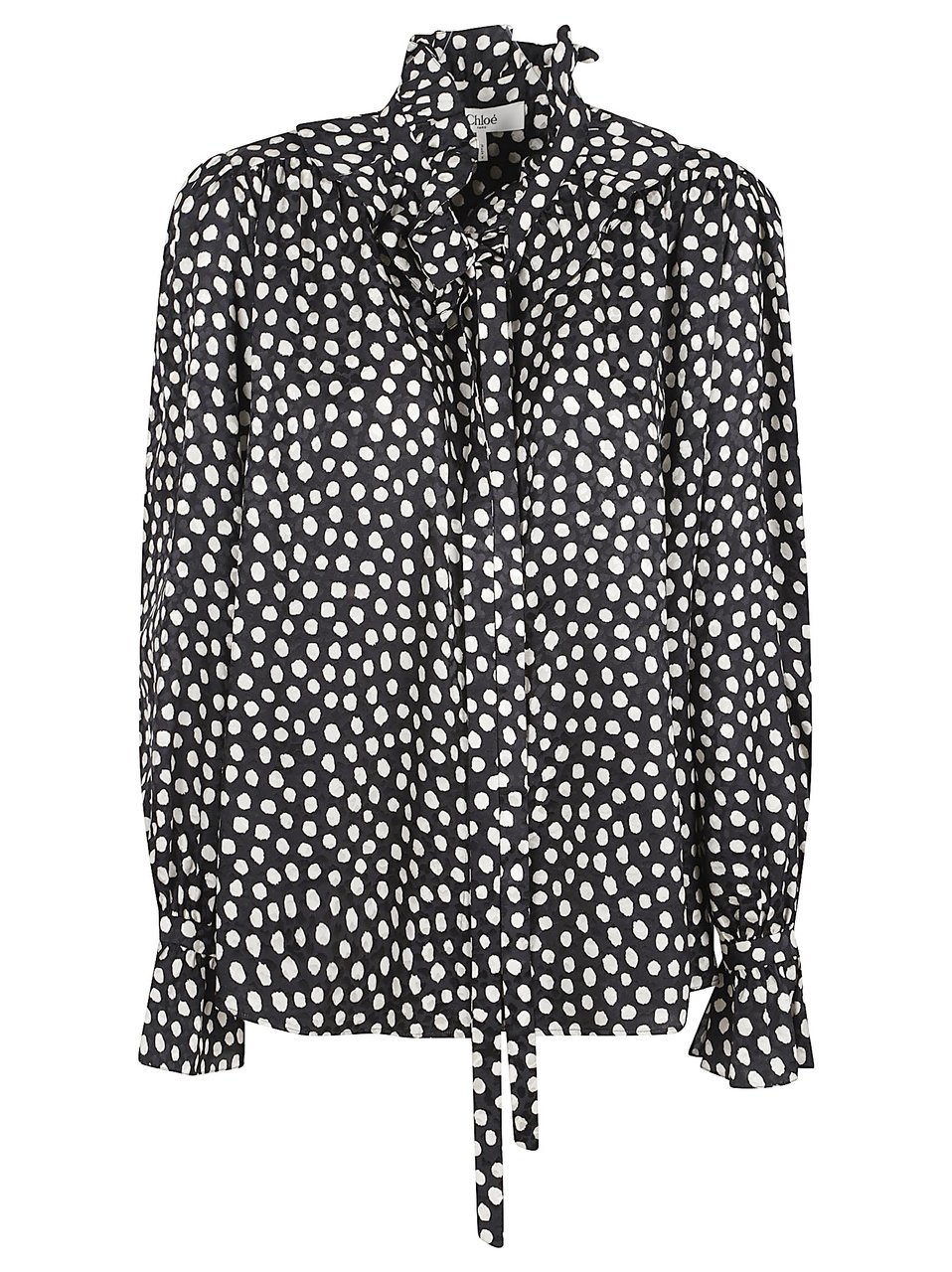 Chloé Silk Jacquard Blouse with Ruffles Grijs