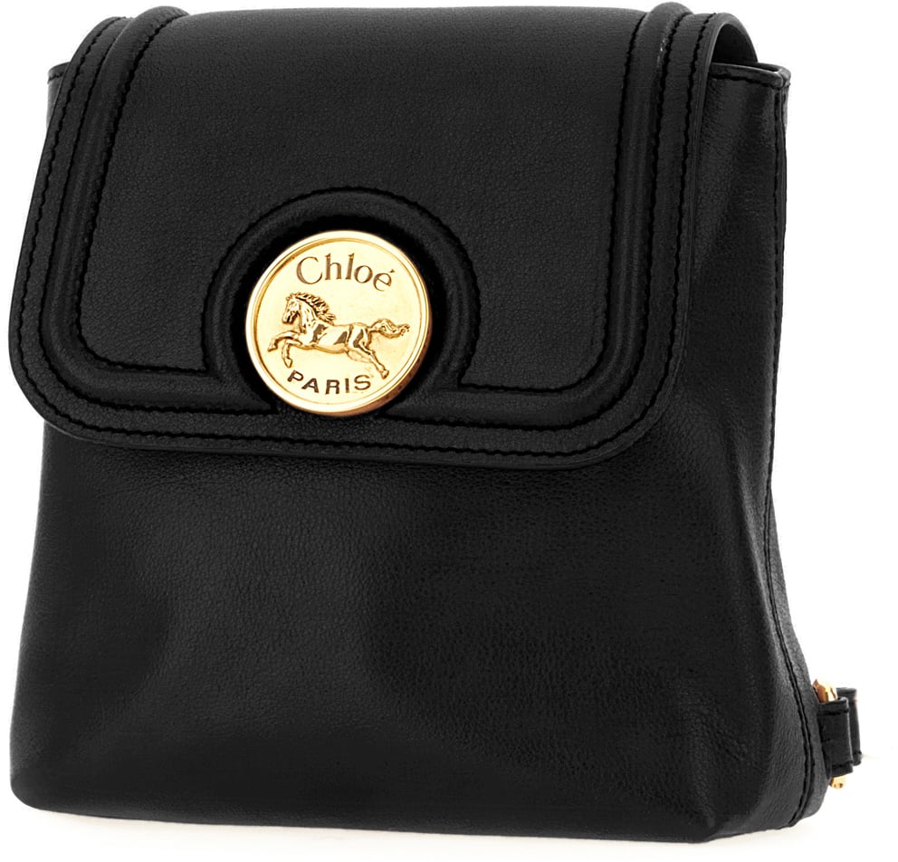 Chloé Chloe Black leather Horse Medal backpack Zwart
