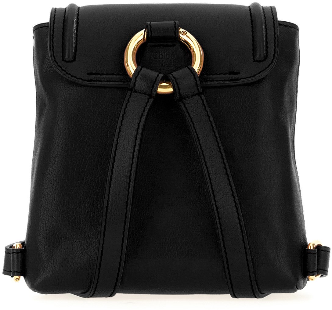 Chloé Chloe Black leather Horse Medal backpack Zwart