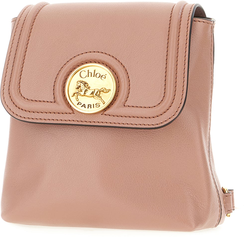 Chloé Chloe Antiqued pink leather Horse Medal backpack Roze