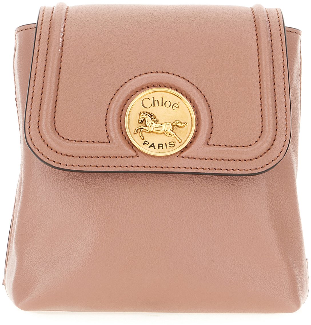 Chloé Chloe Antiqued pink leather Horse Medal backpack Roze