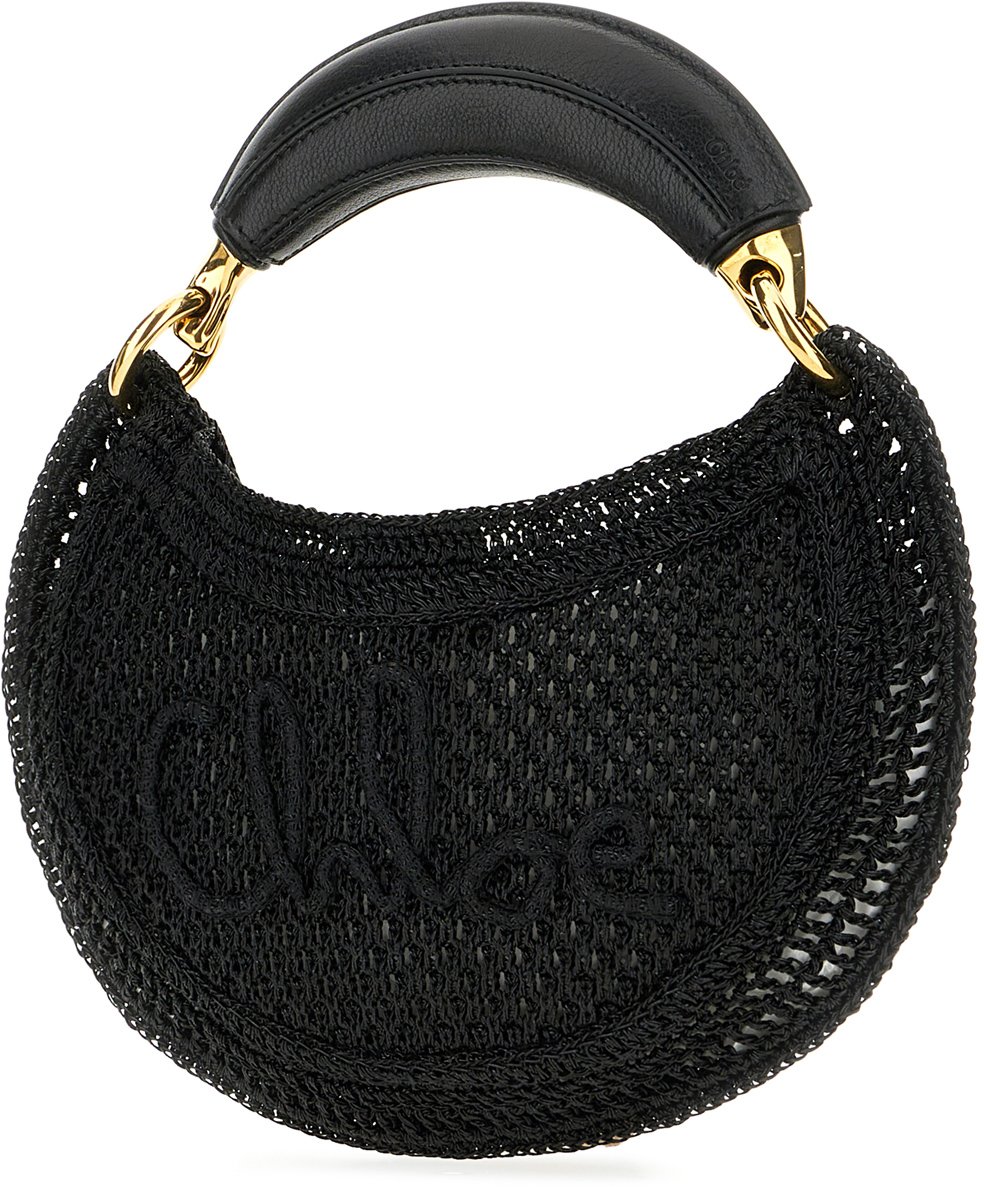 Chloé Chloe Black raffia mini Summer Banana handbag Zwart