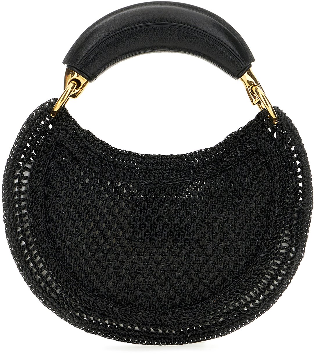 Chloé Chloe Black raffia mini Summer Banana handbag Zwart