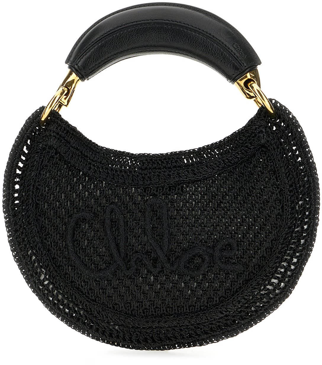 Chloé Chloe Black raffia mini Summer Banana handbag Zwart