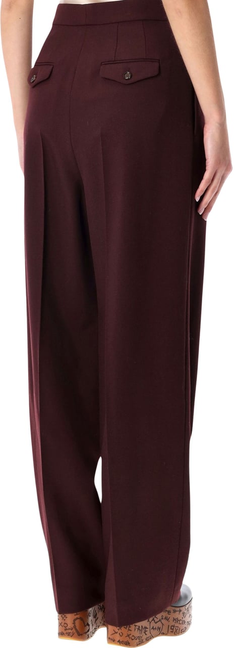Chloé Chloé high-waist bordeaux wool gabardine trousers Paars