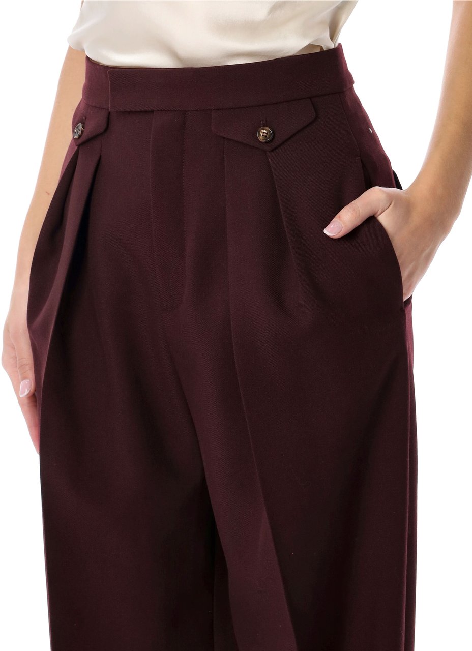 Chloé Chloé high-waist bordeaux wool gabardine trousers Paars