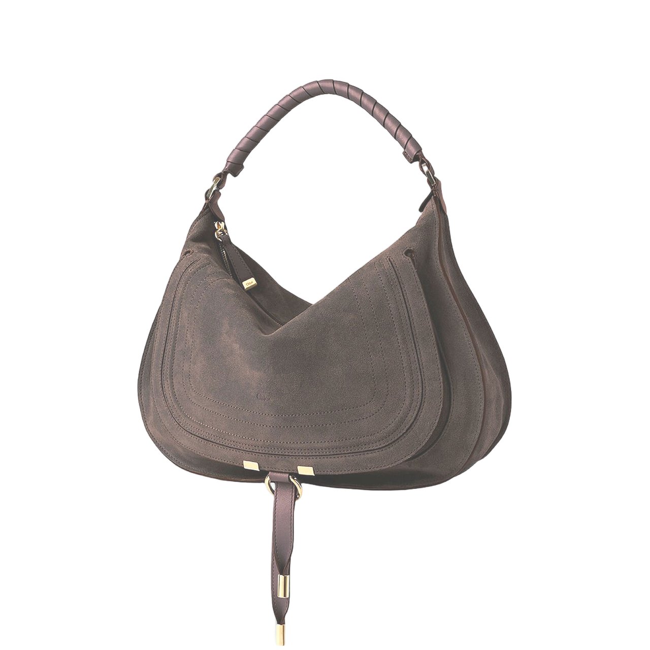 Chloé Suede Crescent Bag with Tassel Accents Roze