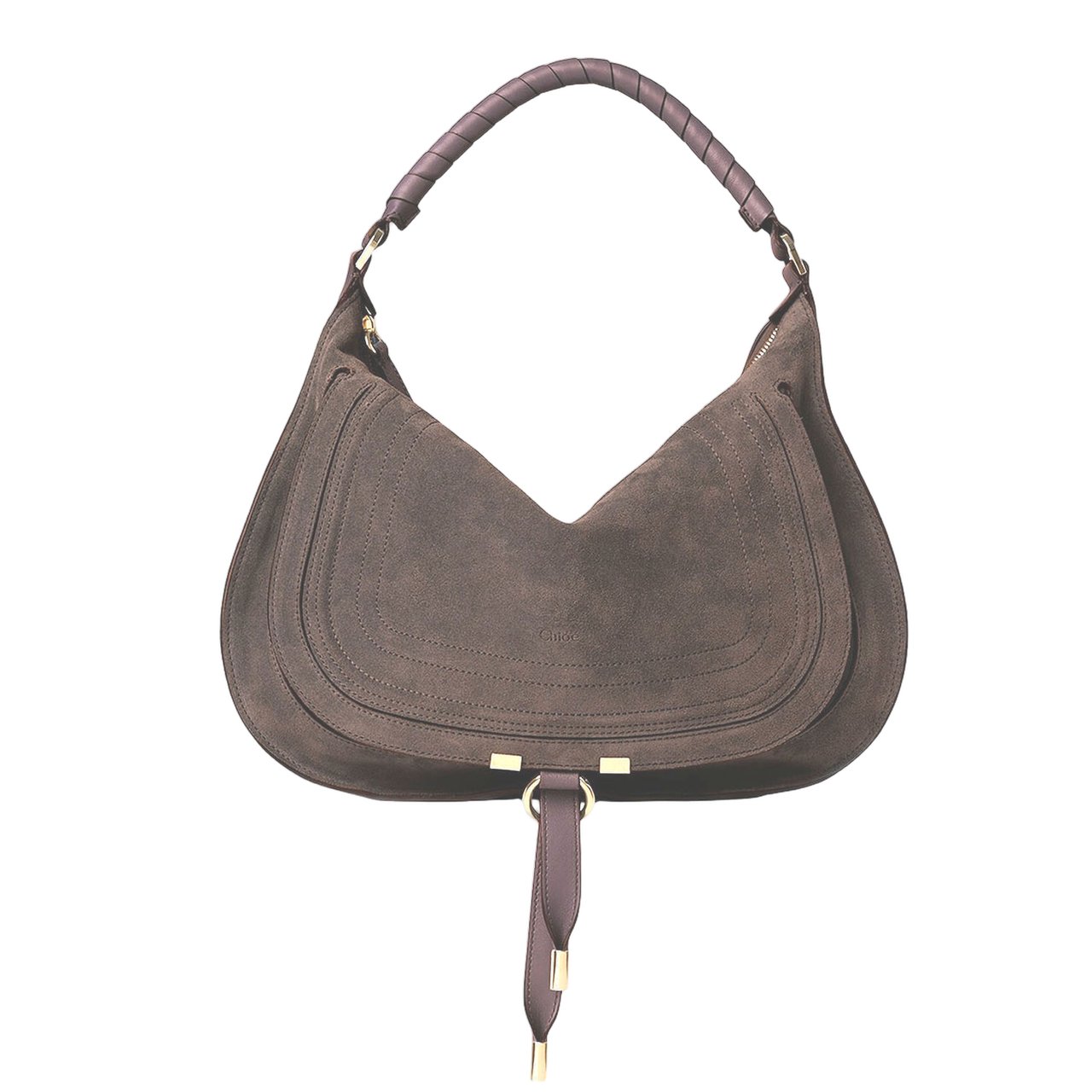 Chloé Suede Crescent Bag with Tassel Accents Roze