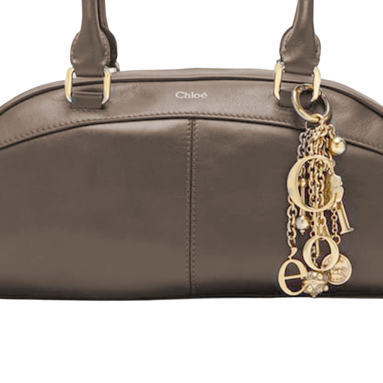 Chloé Shiny Leather Handbag with Smooth Curved Silhouette Grijs