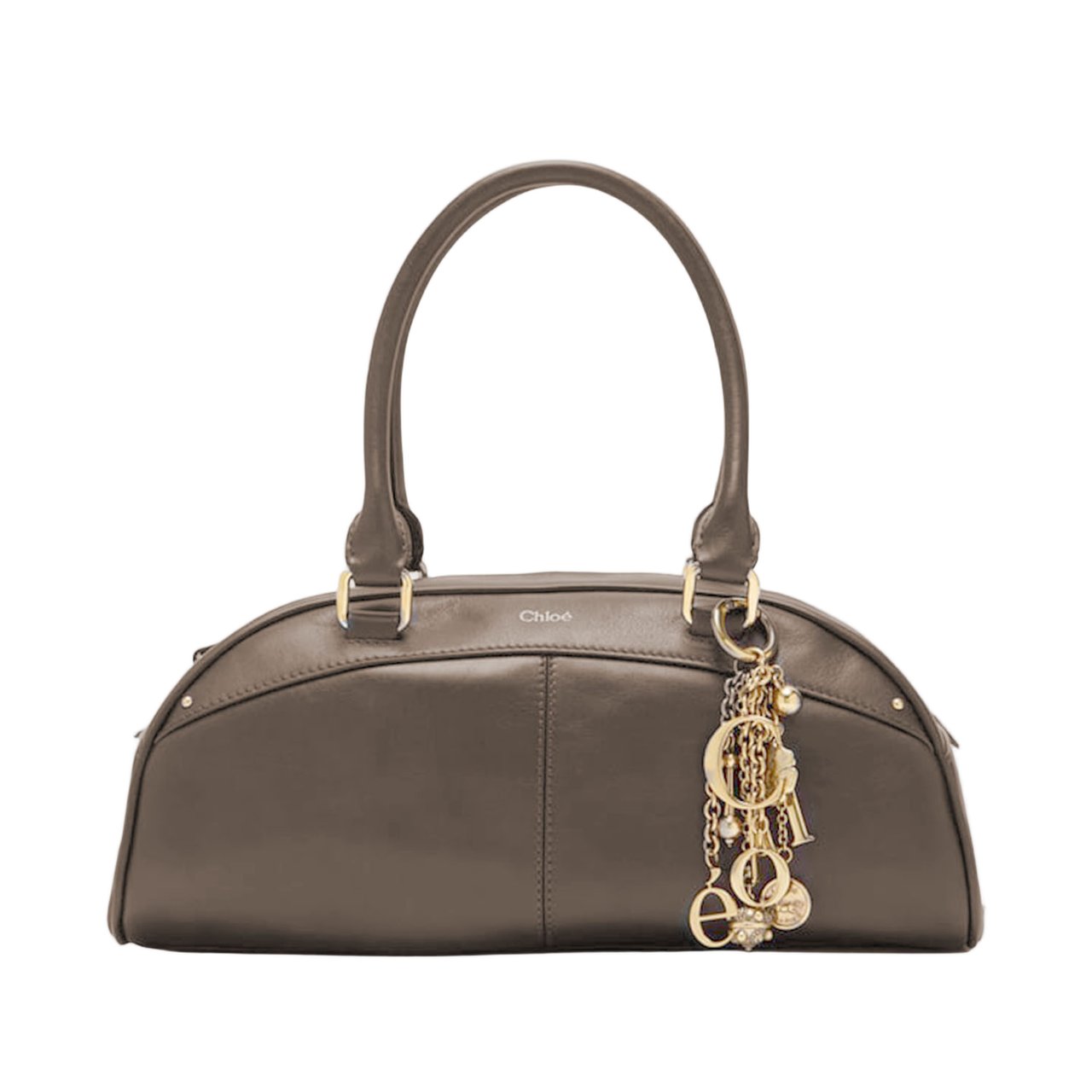 Chloé Shiny Leather Handbag with Smooth Curved Silhouette Grijs