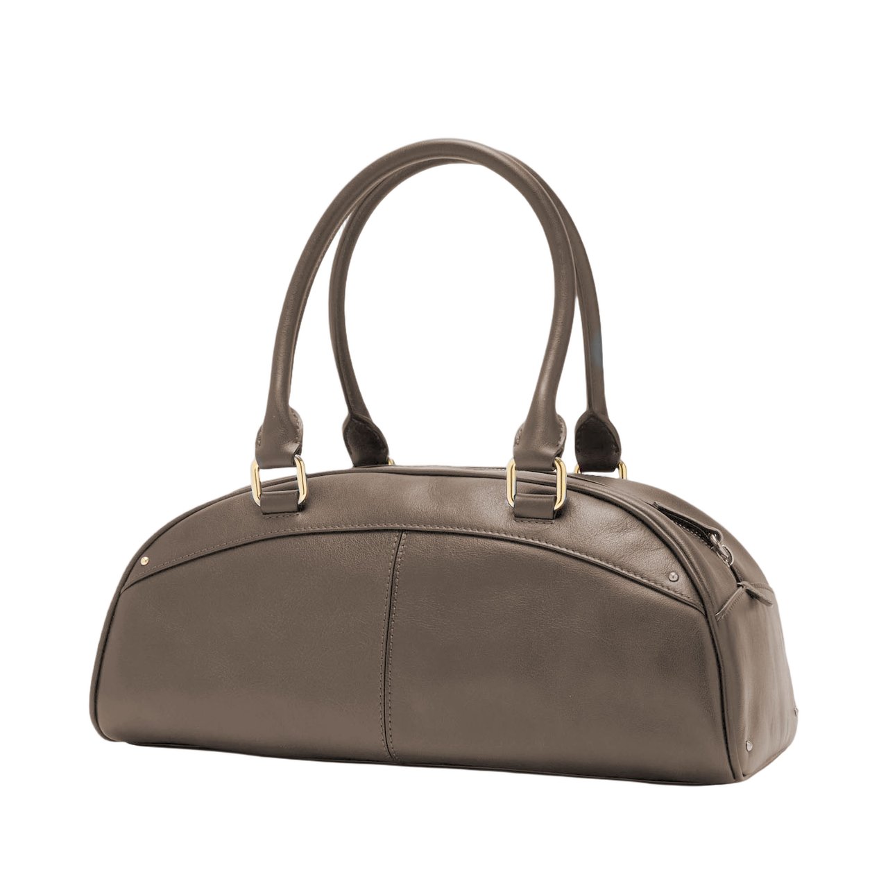 Chloé Shiny Leather Handbag with Smooth Curved Silhouette Grijs