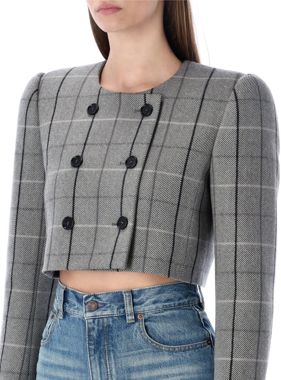 Chloé Chloé cropped checked jacket Grijs