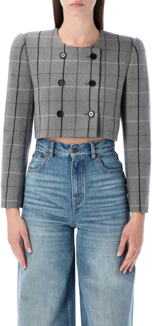 Chloé Chloé cropped checked jacket Grijs