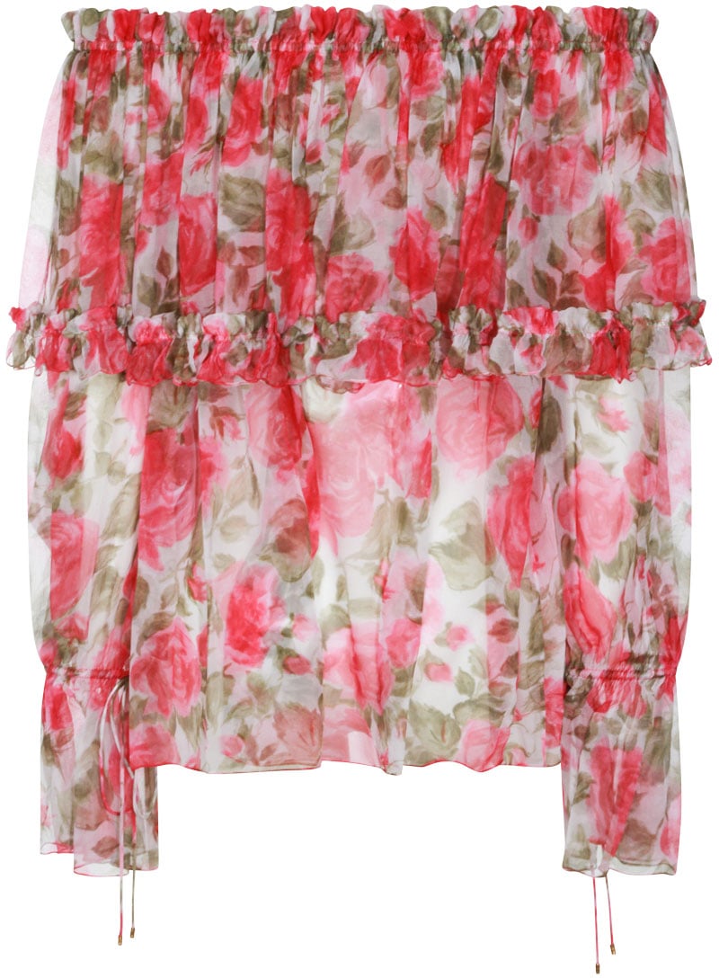 Chloé Multicolor Silk Puffed Sleeves Top Roze