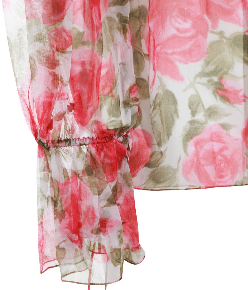 Chloé Multicolor Silk Puffed Sleeves Top Roze