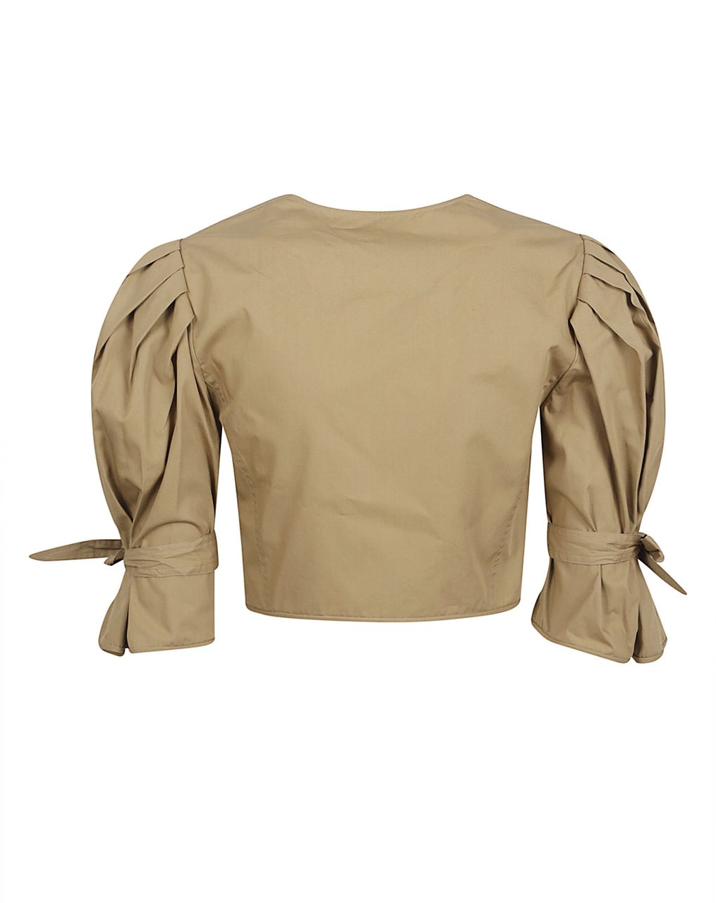 Chloé Cropped Top with Puffed Sleeves and Mother-of-Pearl Buttons Neutraal