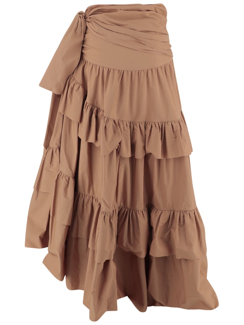 Chloé Cotton Poplin Ruffled Skirt Neutraal