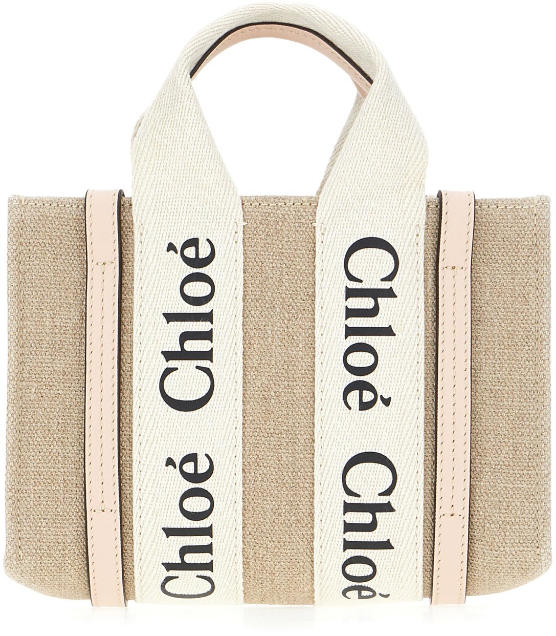 Chloé Chloe Sand linen small Woody handbag Neutraal