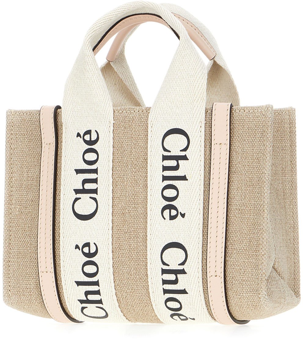 Chloé Chloe Sand linen small Woody handbag Neutraal