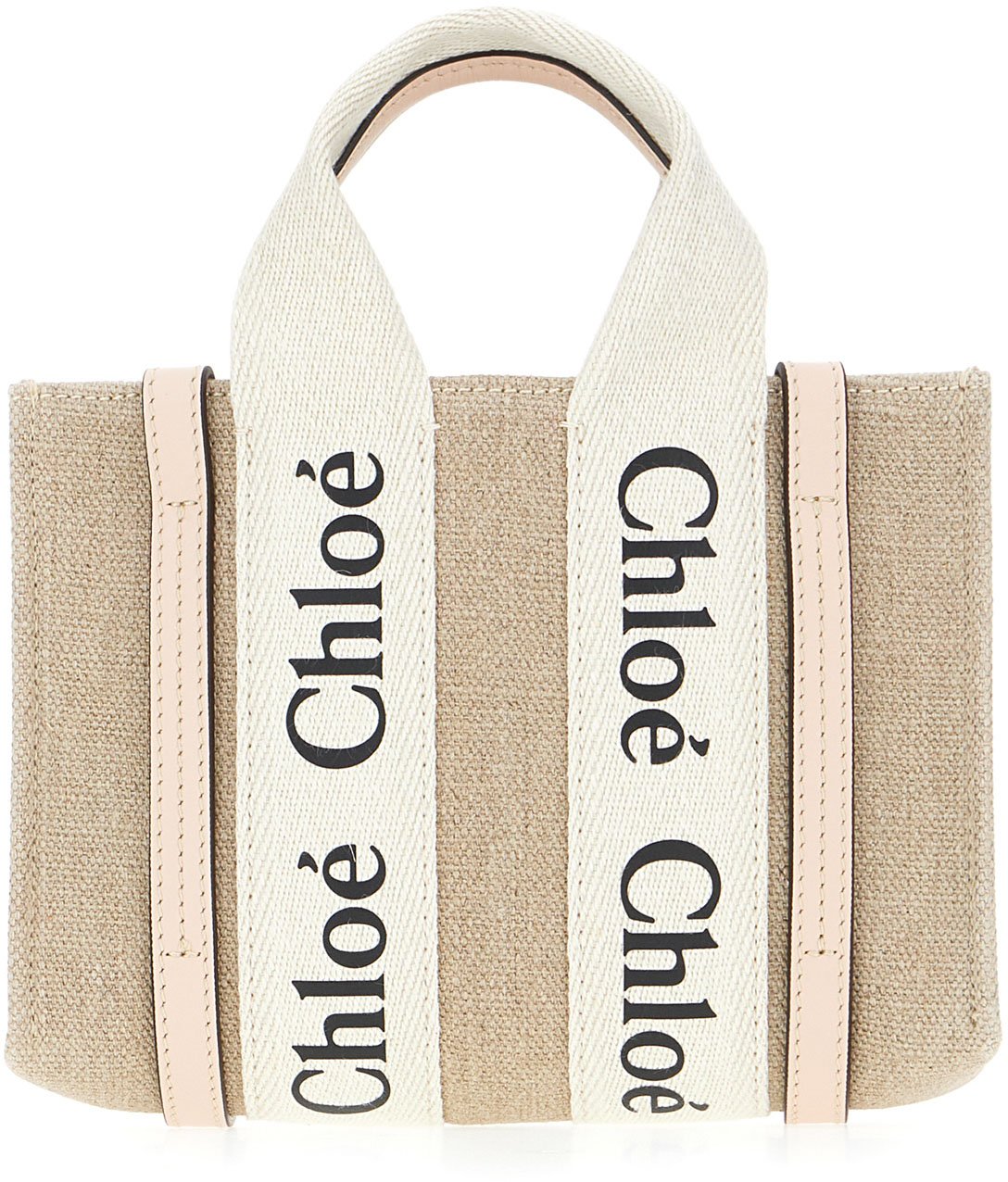 Chloé Chloe Sand linen small Woody handbag Neutraal