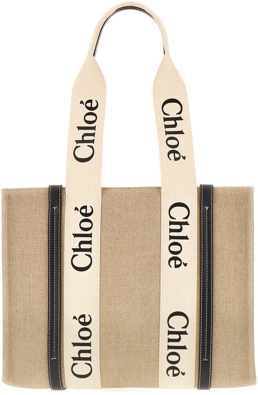 Chloé Chloe Linen medium Woody shopping bag Neutraal