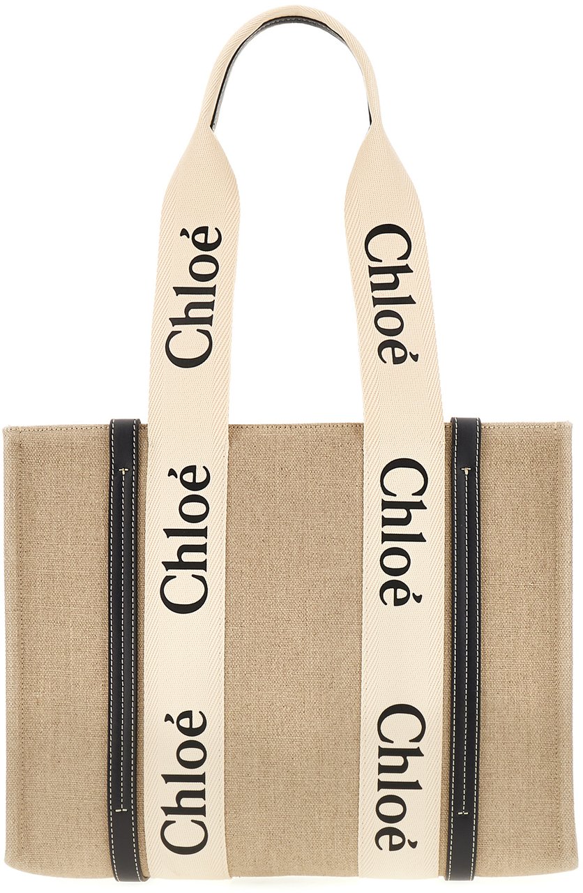 Chloé Chloe Linen medium Woody shopping bag Neutraal