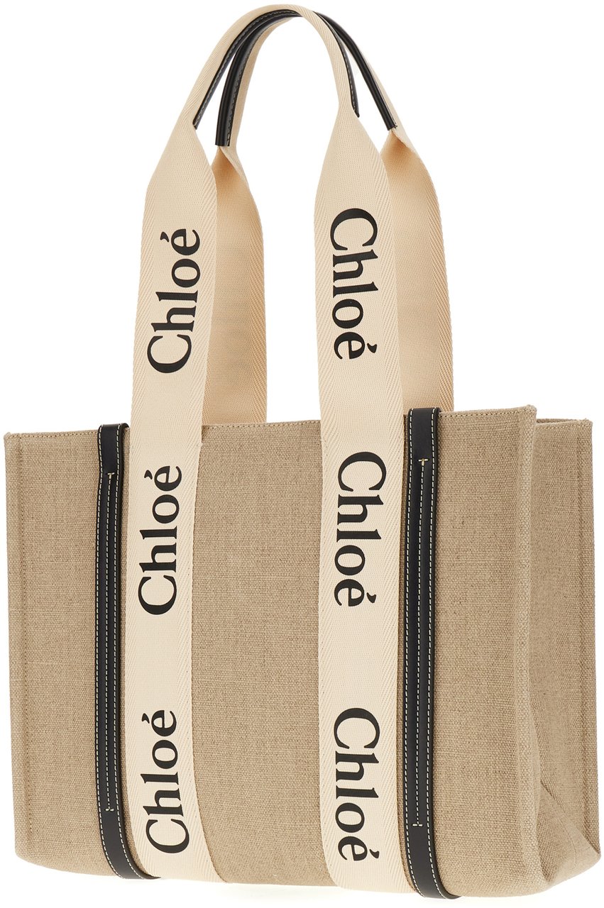 Chloé Chloe Linen medium Woody shopping bag Neutraal
