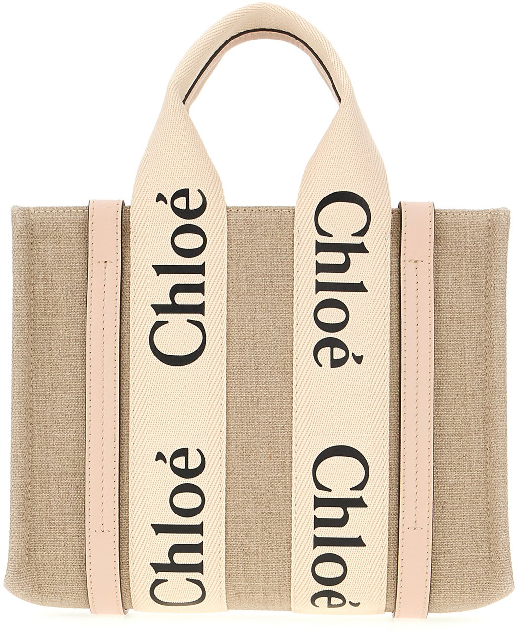 Chloé Chloe Linen small Woody handbag Neutraal