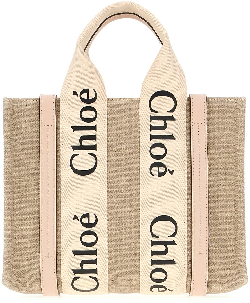 Chloé Chloe Linen small Woody handbag Neutraal