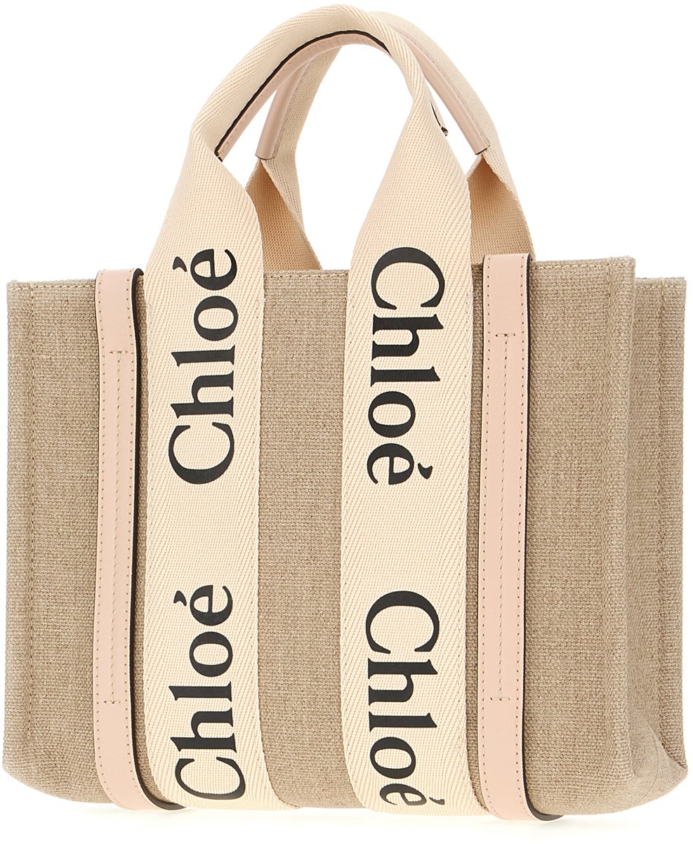 Chloé Chloe Linen small Woody handbag Neutraal