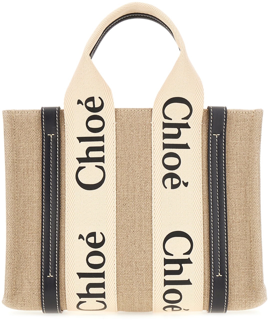 Chloé Chloe Linen small Woody handbag Neutraal