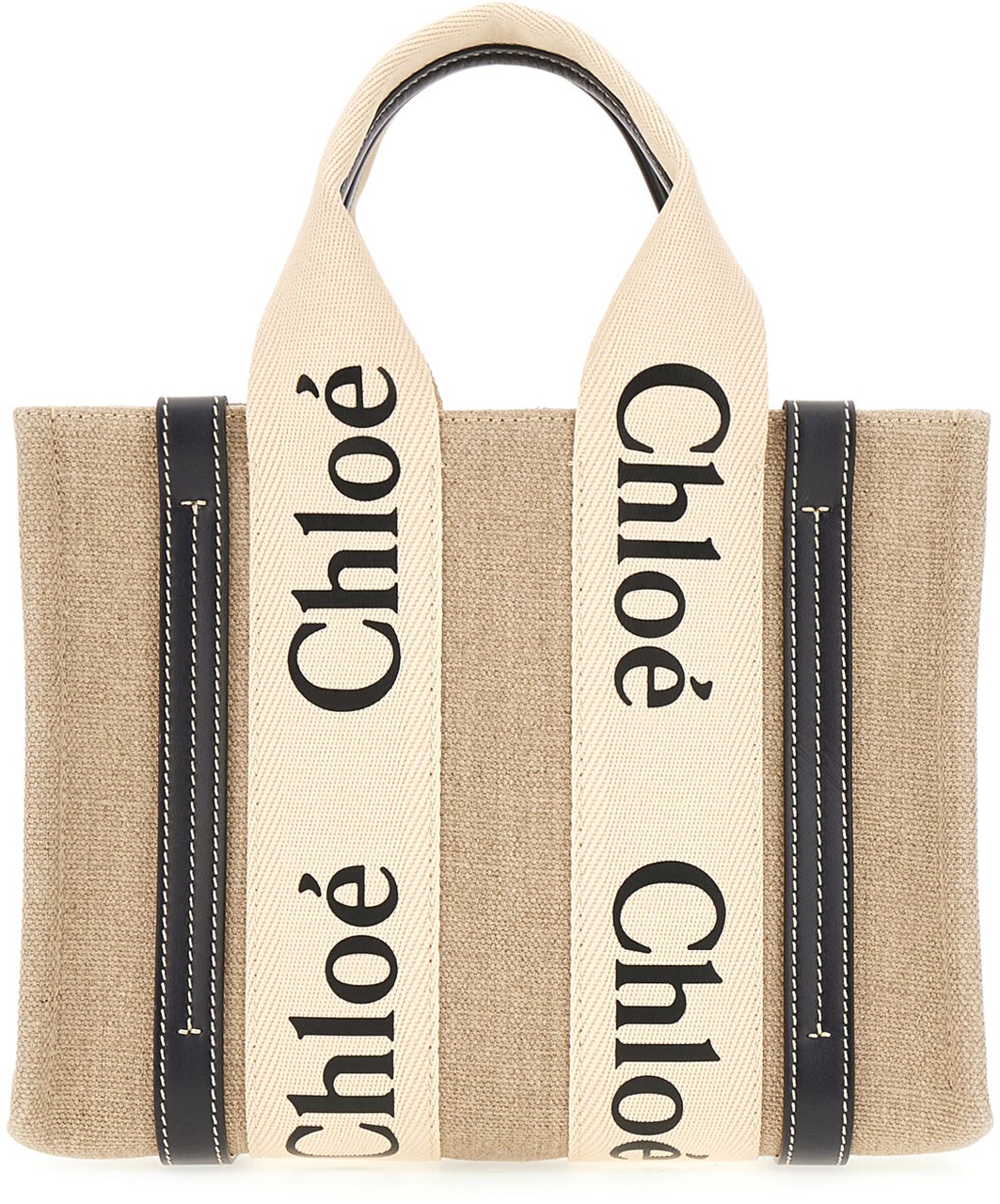 Chloé Chloe Linen small Woody handbag Neutraal