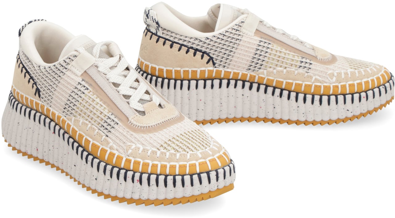 Chloé Nama fabric low-top sneakers Beige
