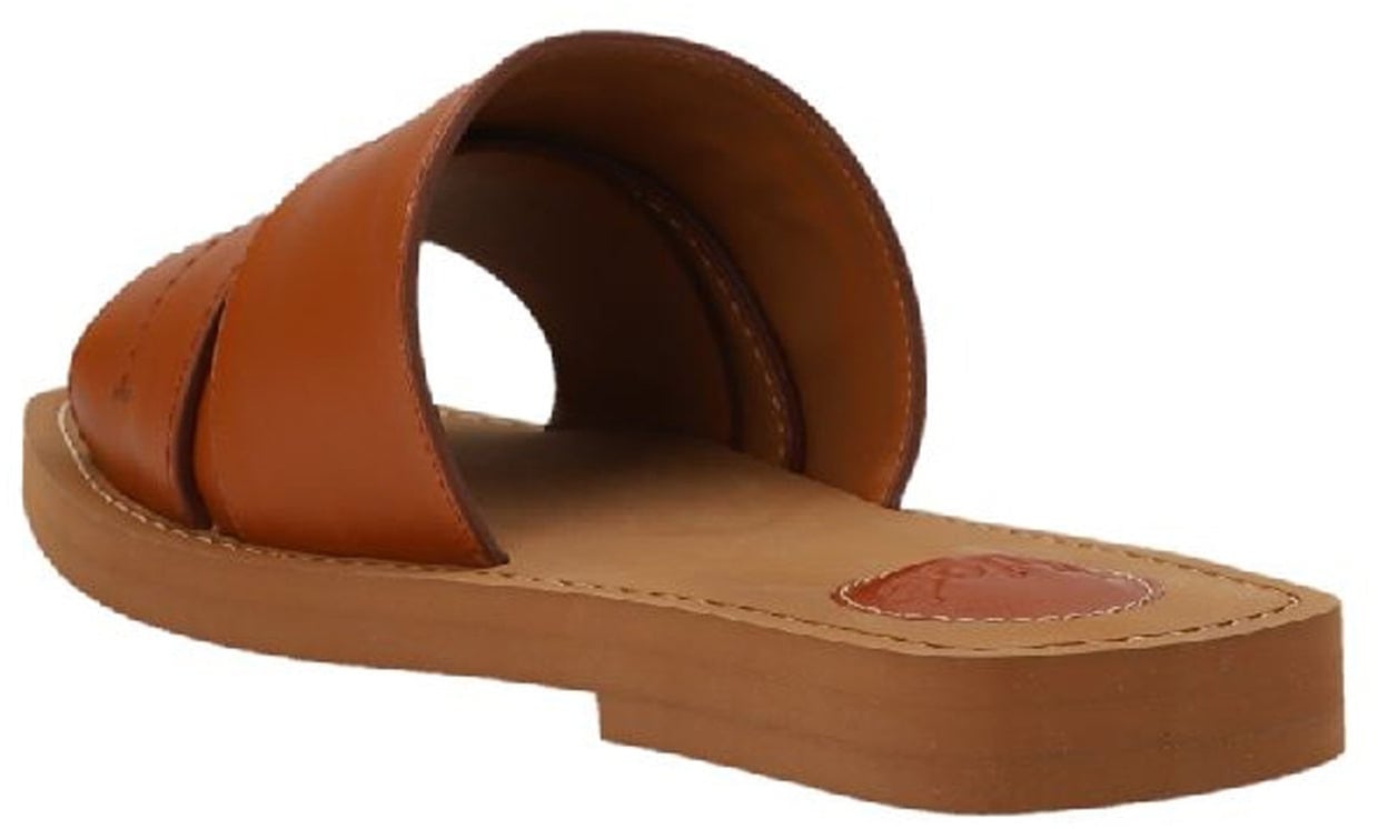 Chloé Chloè Logo Woody Flat Sandals Bruin