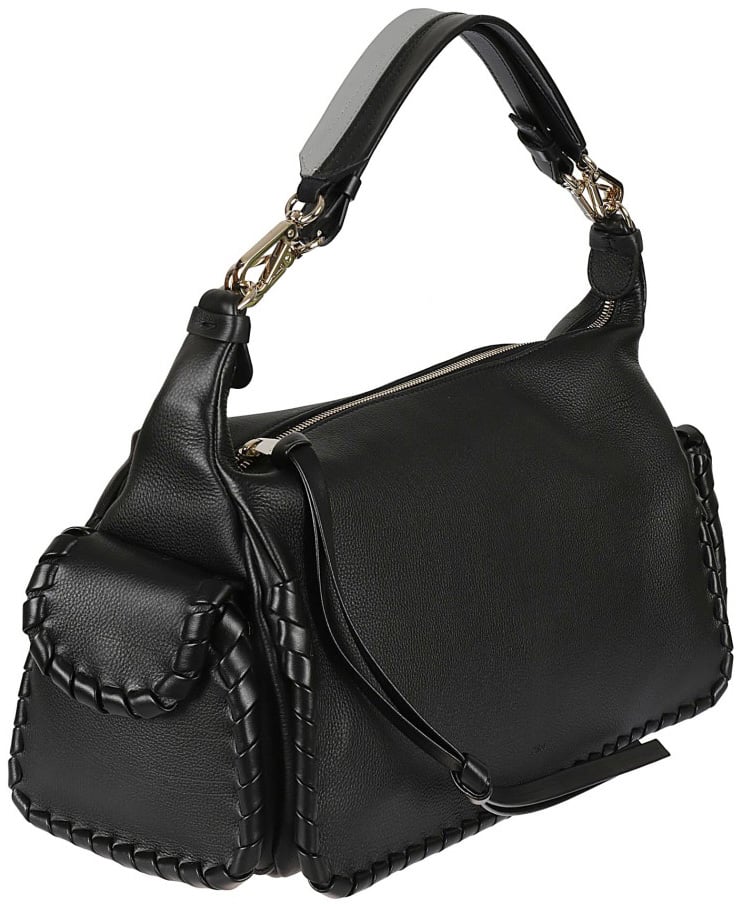 Chloé Rectangular Handbag With Braided Leather Trim Zwart