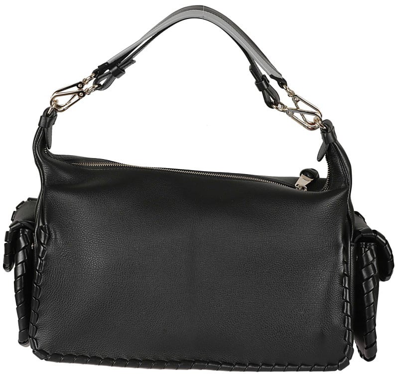 Chloé Rectangular Handbag With Braided Leather Trim Zwart