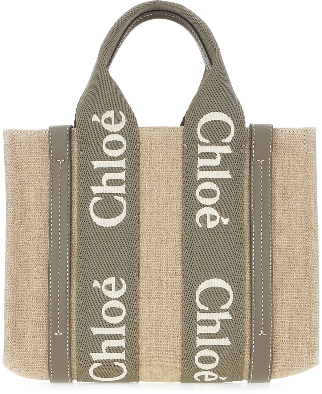 Chloé Chloe Cappuccino linen small Woody handbag Beige