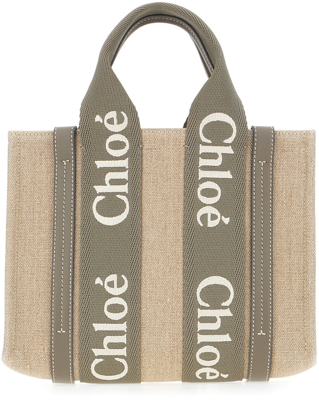 Chloé Chloe Cappuccino linen small Woody handbag Beige