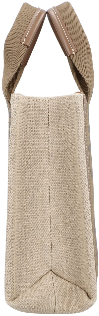 Chloé Small Woody Tote Bag In Linen Neutraal