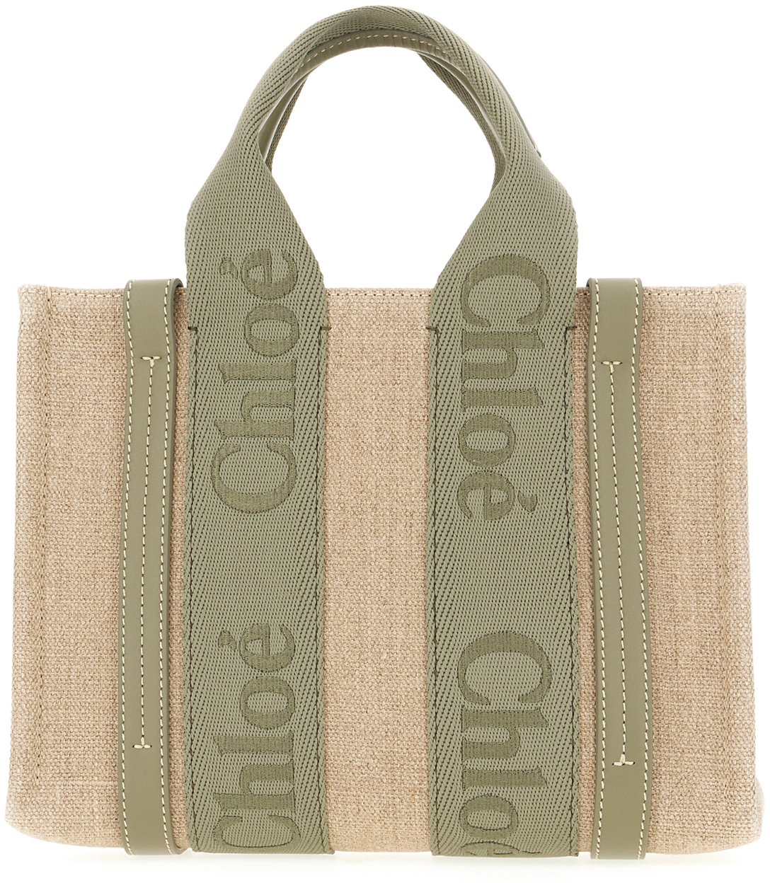 Chloé Chloe Cappuccino linen small Woody handbag Beige